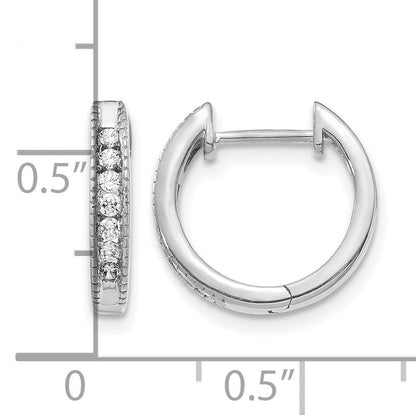 14K Weißgold Creolen mit echten Diamanten (Klappscharnier)