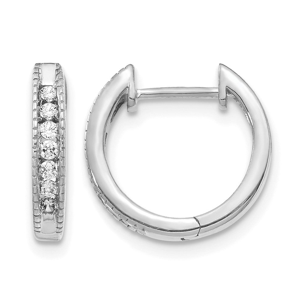 14K Weißgold Creolen mit Scharnier, Laborgezüchteter Diamant 0,2 ct. VS/SI+ G+