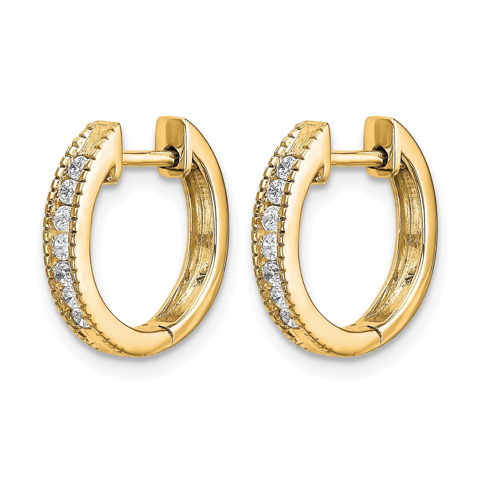 14K Gelbgold Creolen mit echten Diamanten und Scharnier