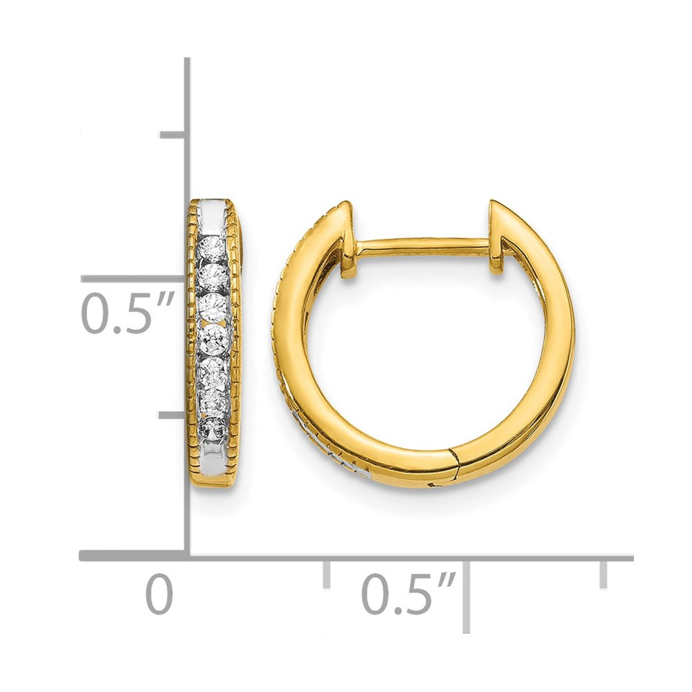 14K Gelbgold Creolen mit echten Diamanten und Scharnier