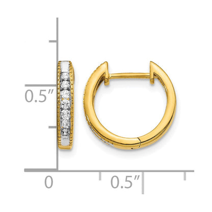 14K Gelbgold Creolen mit echten Diamanten und Scharnier