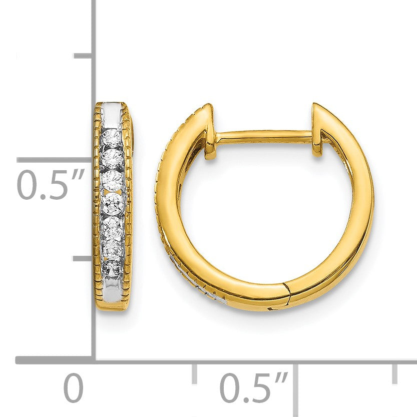 14K Gelbgold Creolen mit 0,2 ct. laborgezüchteten Diamanten, VS/SI+ G+, mit Klappscharnier