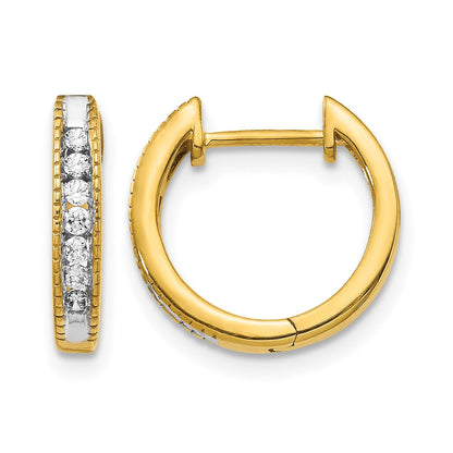14K Gelbgold Creolen mit echten Diamanten und Scharnier