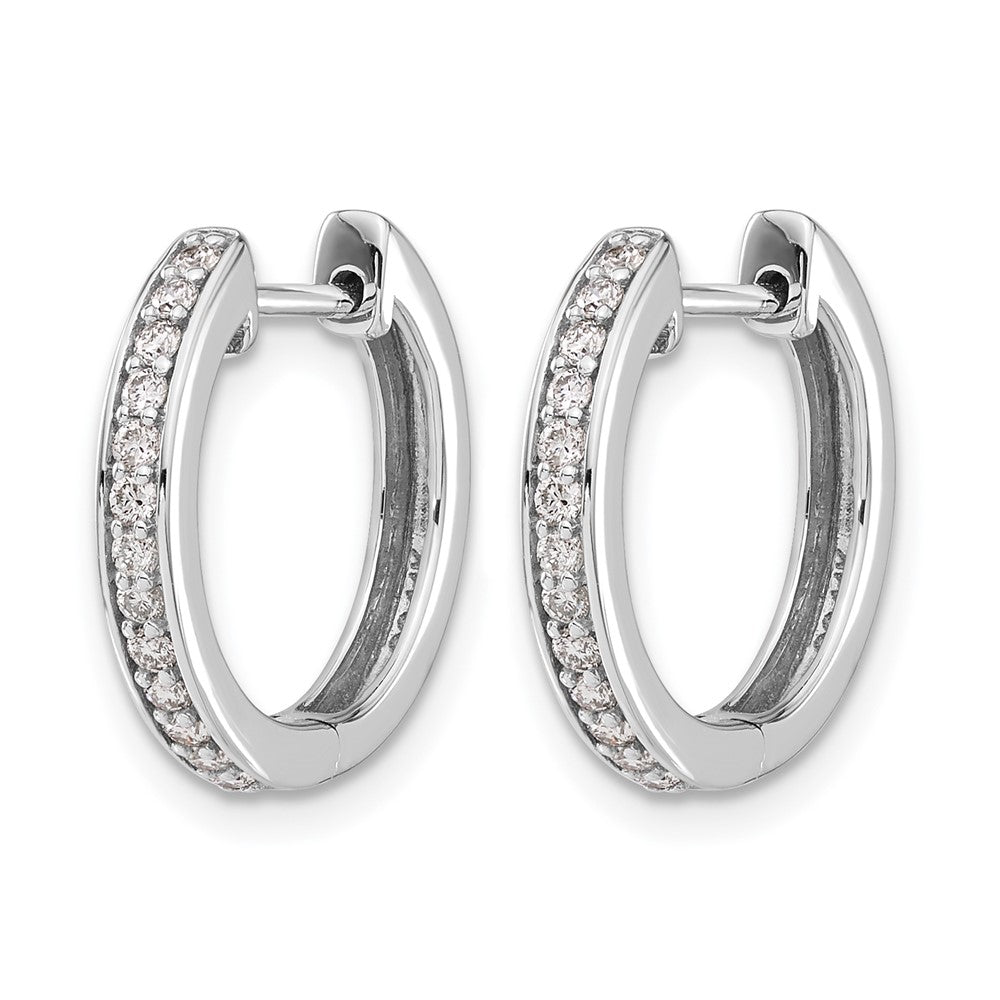 14K Weißgold Diamant-Creolen mit Scharnier, echt