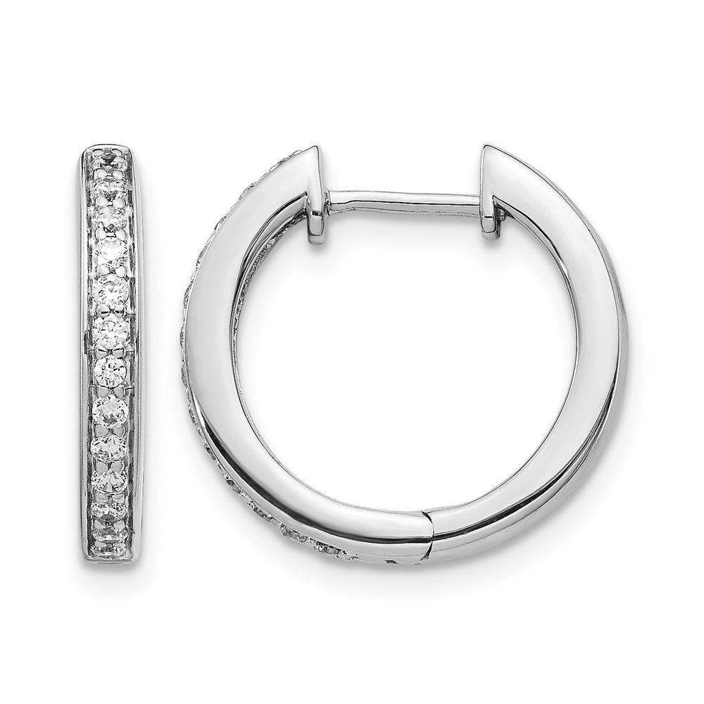 14K Weißgold Diamant-Creolen mit Scharnier, echt