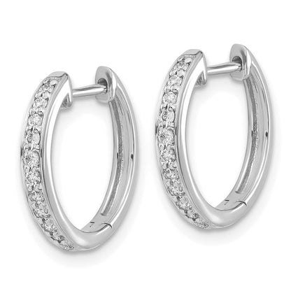 14K Weißgold Creolen mit echten Diamanten und Klappscharnier