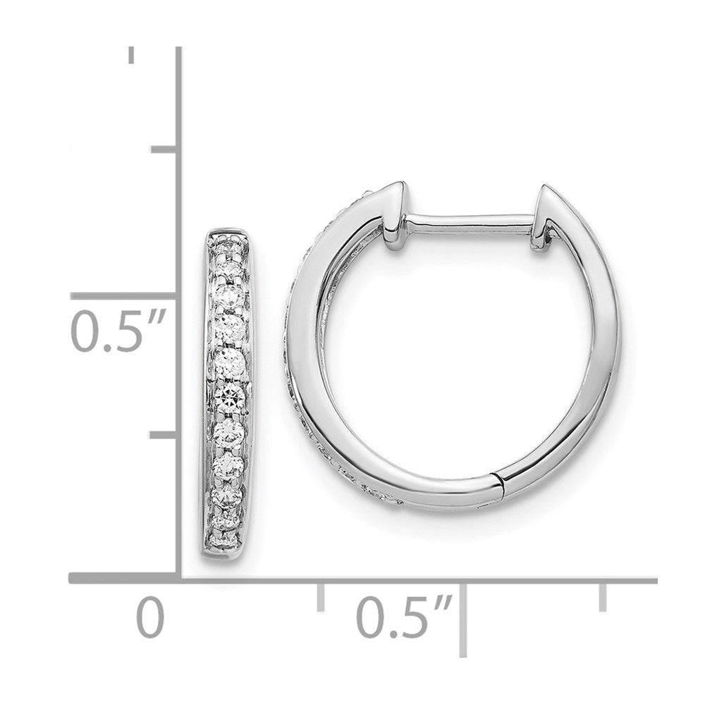 14K Weißgold Creolen mit echten Diamanten und Klappscharnier