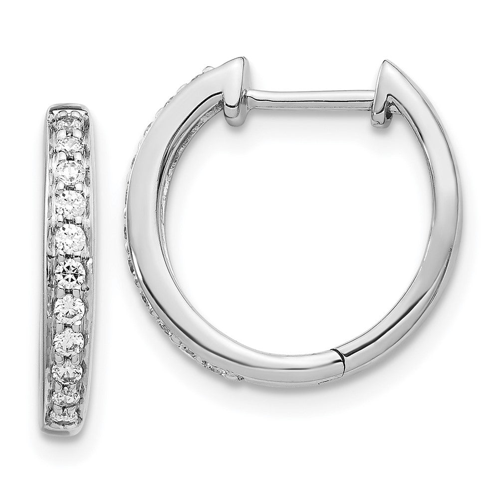 14K Weißgold Creolen mit echten Diamanten und Klappscharnier