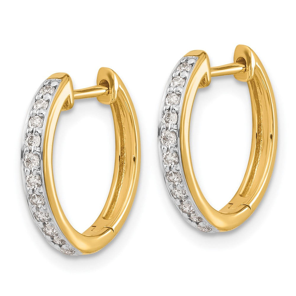 14K Gelbgold Creolen mit echten Diamanten und Scharnier