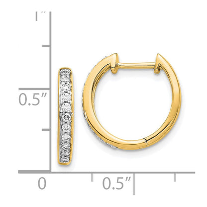 14K Gelbgold Creolen mit echten Diamanten und Scharnier