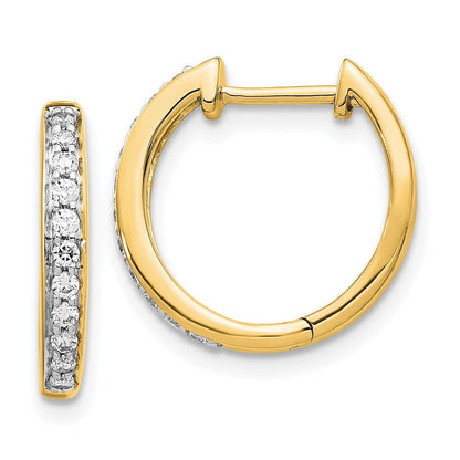 14K Gelbgold Creolen mit echten Diamanten und Scharnier