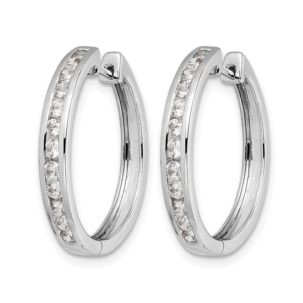 14K Weißgold Creolen mit echten Diamanten und Klappscharnier