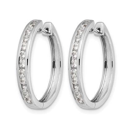 14K Weißgold Creolen mit echten Diamanten und Klappscharnier