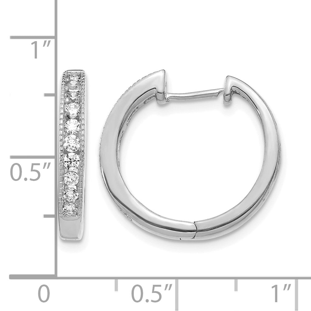 14K Weißgold Creolen mit echten Diamanten und Klappscharnier