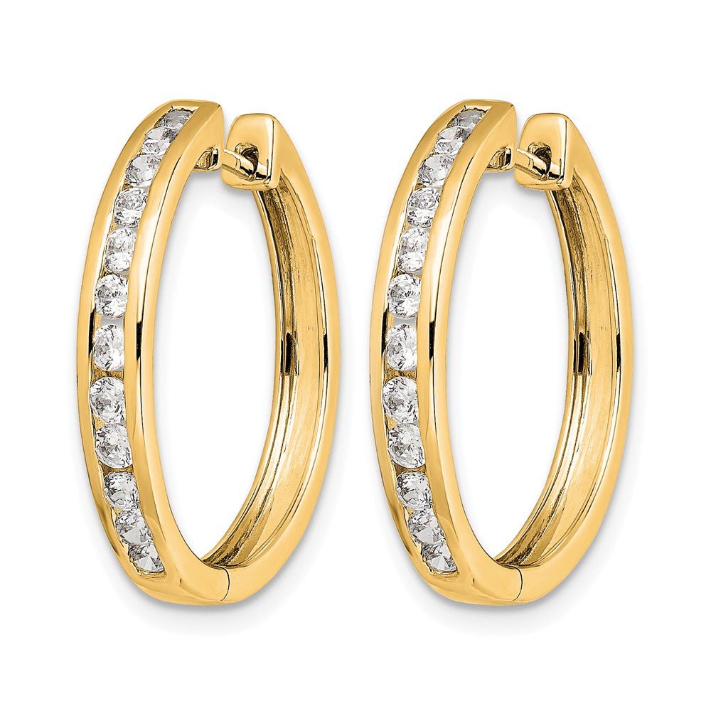 14K Gelbgold Creolen mit echten Diamanten und Klappscharnier