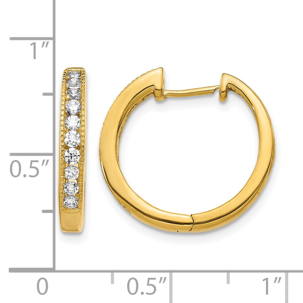 14K Gelbgold Creolen mit echten Diamanten und Klappscharnier