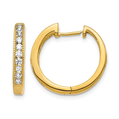 14K Gelbgold Creolen mit echten Diamanten und Klappscharnier