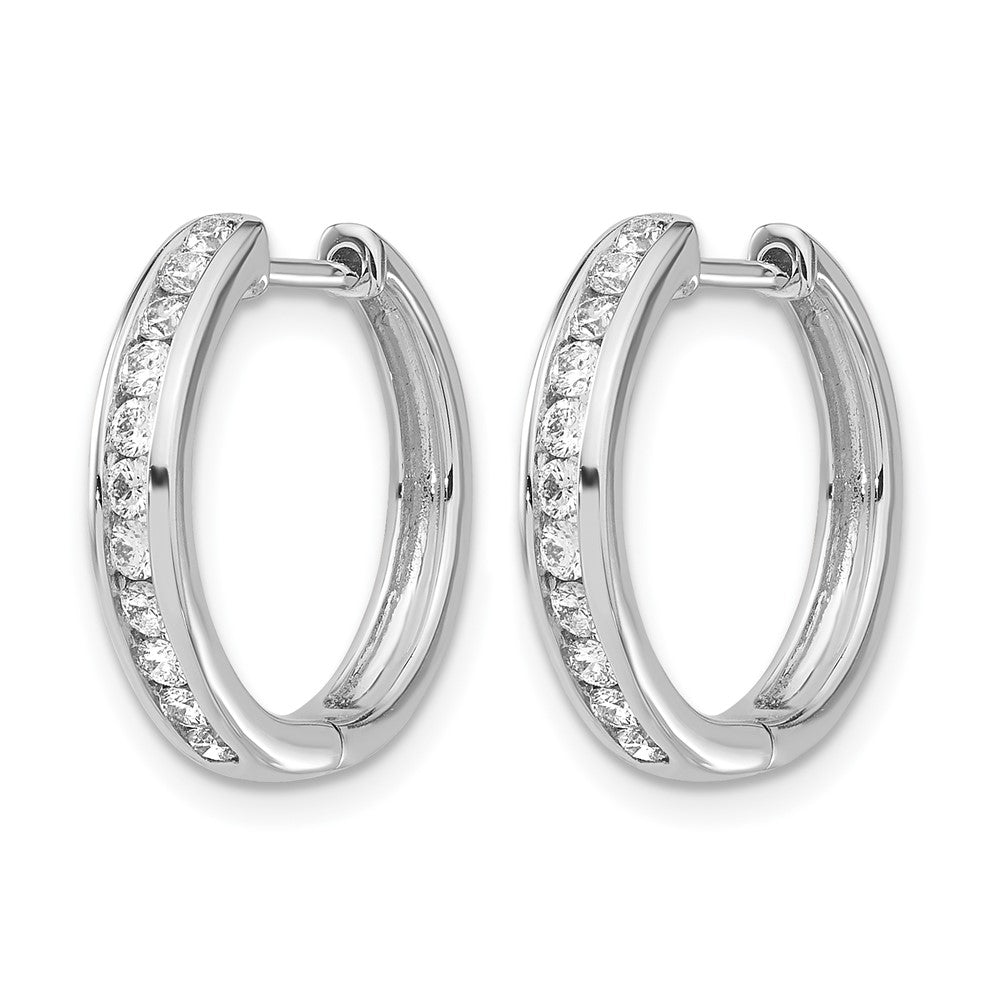 14K Weißgold Creolen mit 0,5 ct. Labor gezüchteten Diamanten, VS/SI+ G+, mit Scharnier