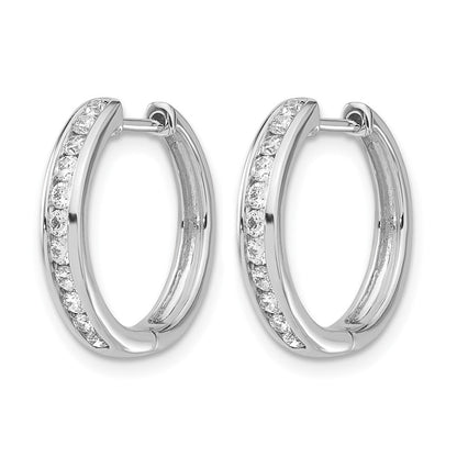 14K Weißgold Creolen mit 0,5 ct. Labor gezüchteten Diamanten, VS/SI+ G+, mit Scharnier