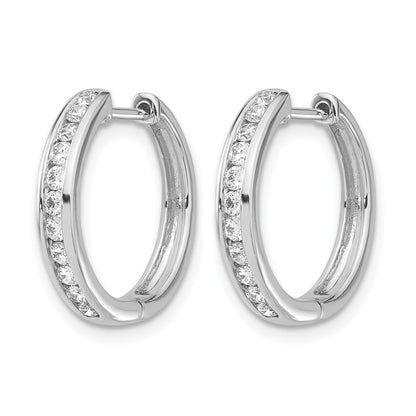 14K Weißgold Creolen mit Klappscharnier und echten Diamanten
