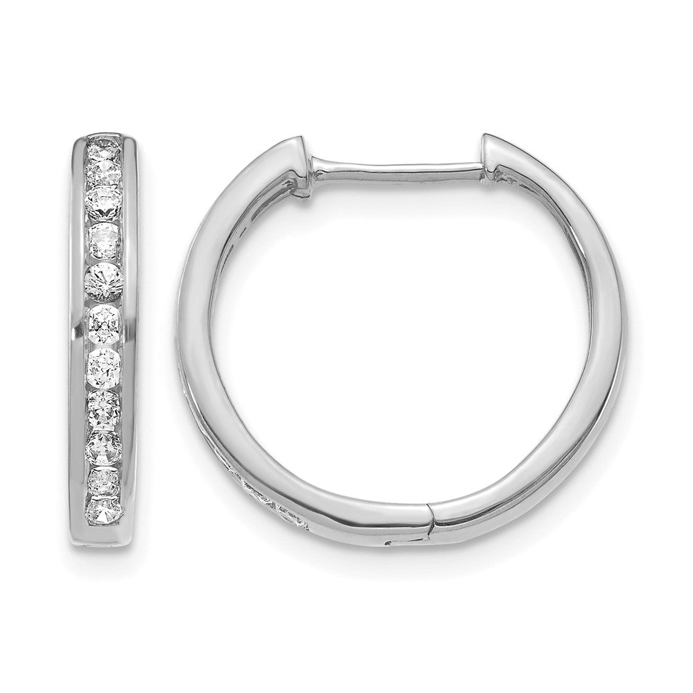 14K Weißgold Creolen mit 0,5 ct. Labor gezüchteten Diamanten, VS/SI+ G+, mit Scharnier