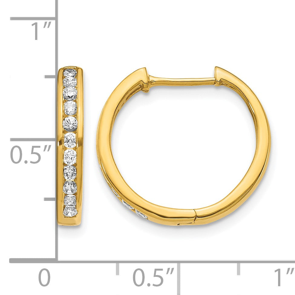 14K Gelbgold 0,5 ct. Laborgezüchtete Diamant-Creolen mit durchgehendem Scharnier, VS/SI+ G+