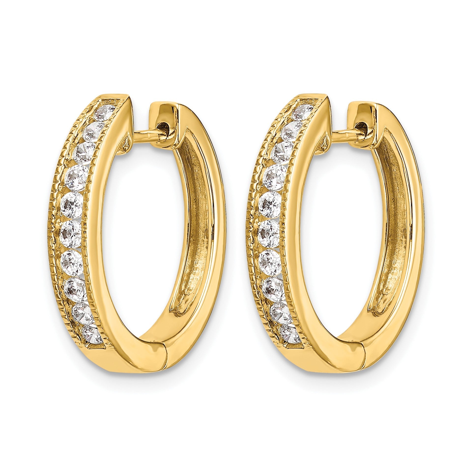 14K Gelbgold Creolen mit echten Diamanten