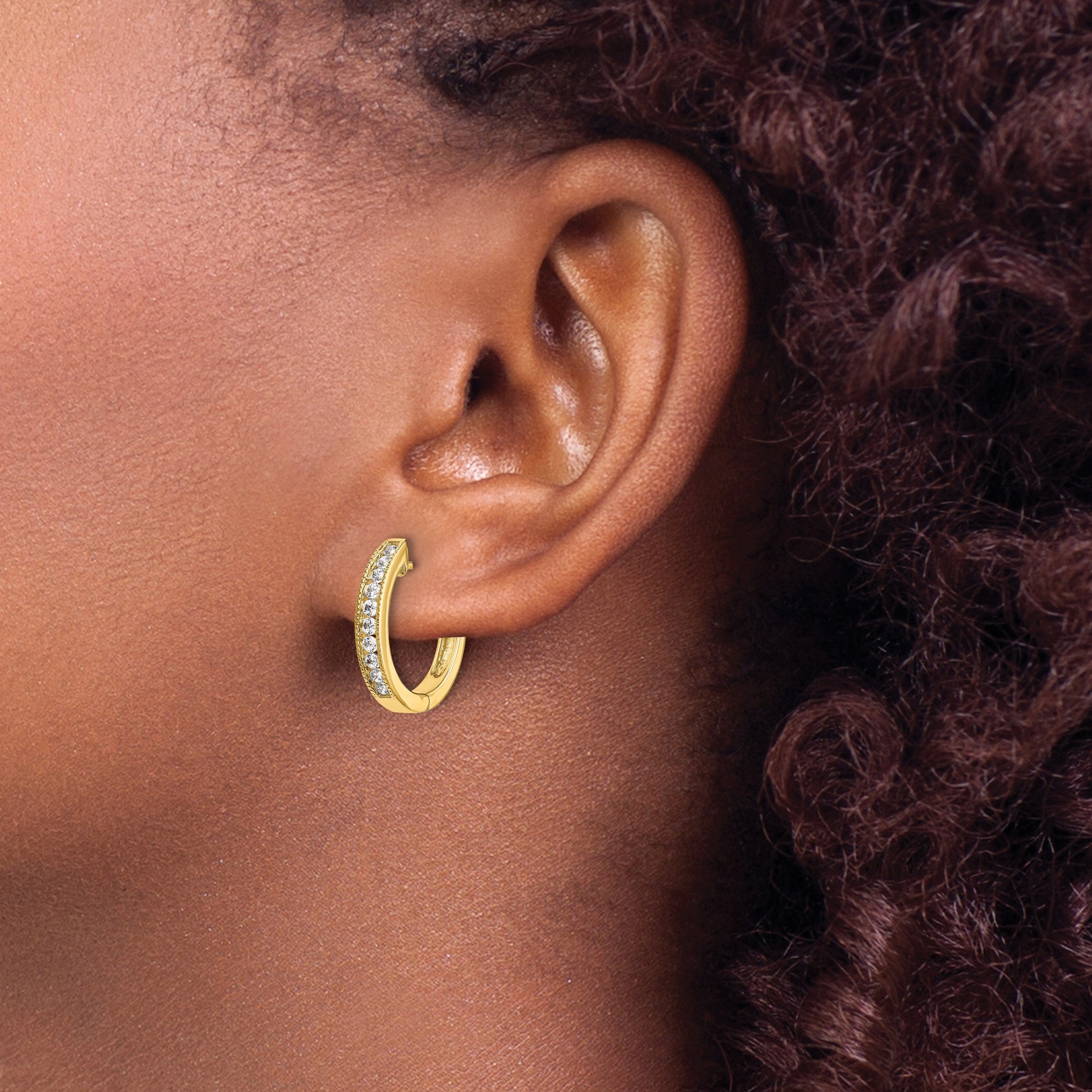 14K Gelbgold Creolen mit echten Diamanten
