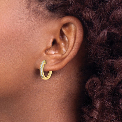 14K Gelbgold Creolen mit echten Diamanten