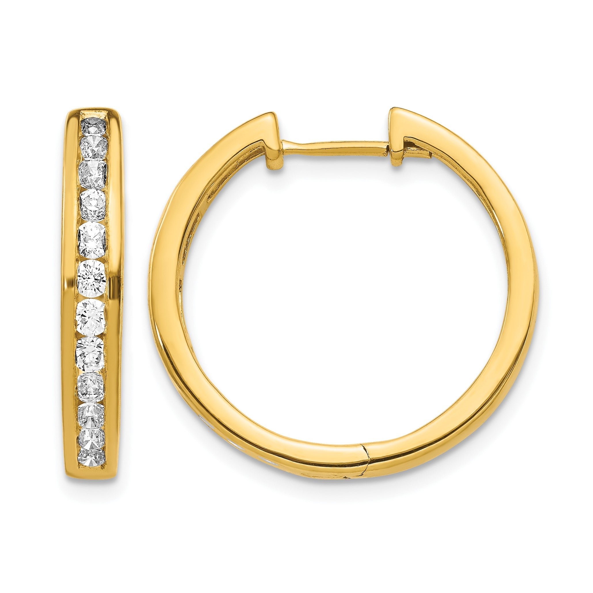 14K Gelbgold Creolen mit echten Diamanten