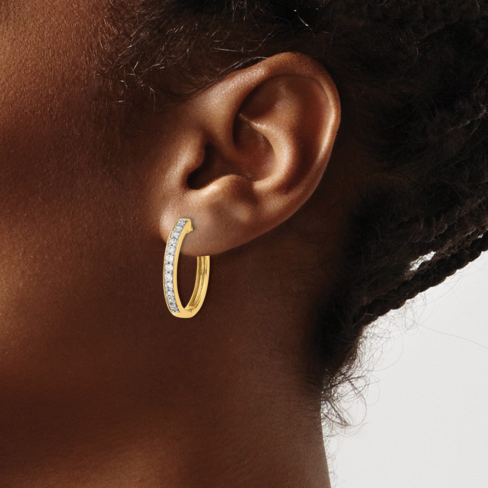 14K Gelbgold Creolen mit Klappscharnier und echten Diamanten