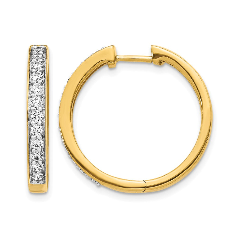 14K Gelbgold Creolen mit Klappscharnier und echten Diamanten