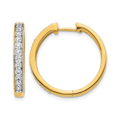14K Gelbgold Creolen mit Klappscharnier und echten Diamanten