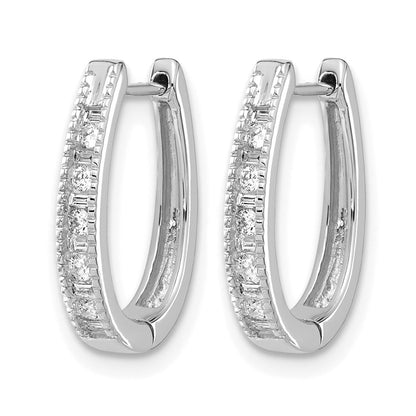 10K Weißgold Diamant Oval Klappbar Creolen