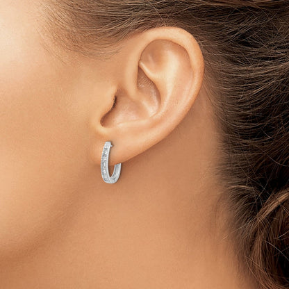 10K Weißgold Diamant Oval Klappbar Creolen