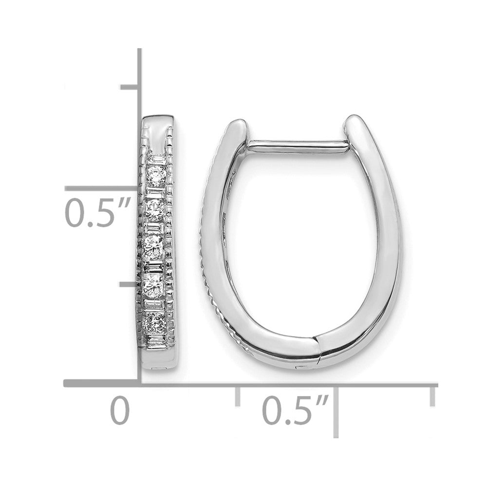 10K Weißgold Diamant Oval Klappbar Creolen