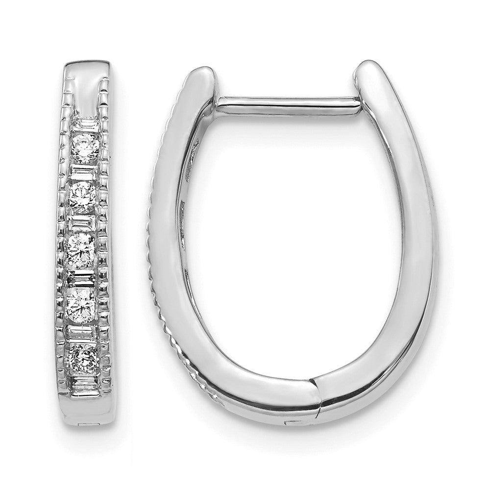 10K Weißgold Diamant Oval Klappbar Creolen