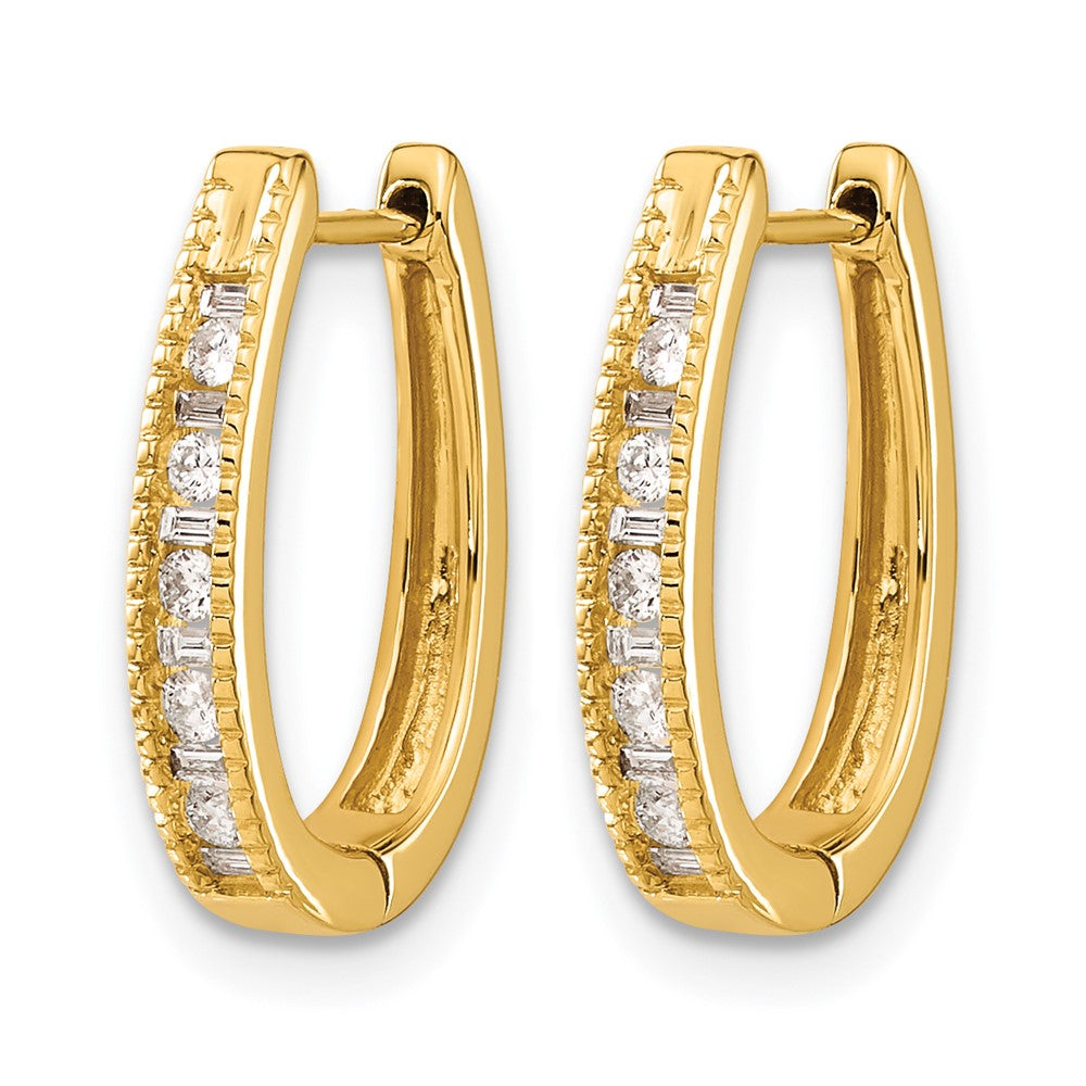 10K Gelbgold Diamant Oval Klappbar Creolen