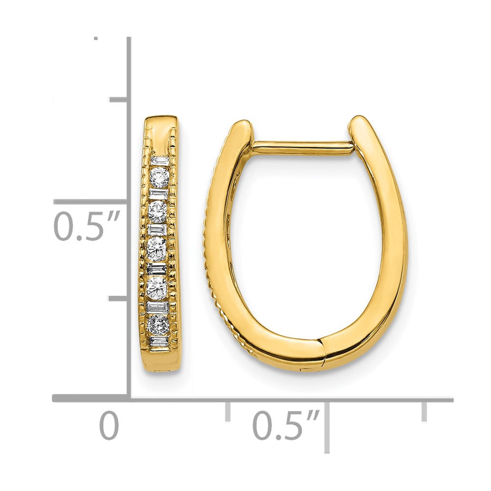 10K Gelbgold Diamant Oval Klappbar Creolen