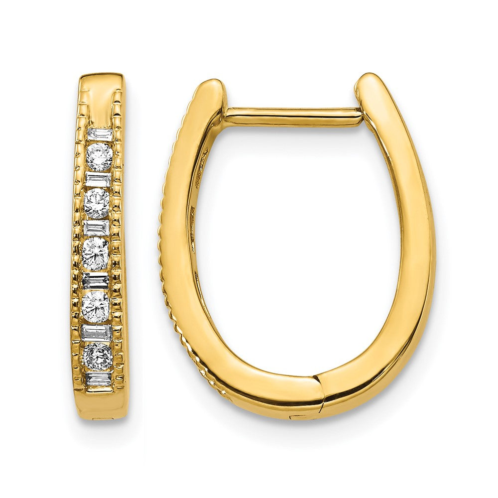 10K Gelbgold Diamant Oval Klappbar Creolen