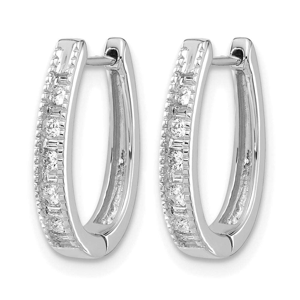 14K Weißgold Ovale Creolen mit echten Diamanten und Klappscharnier