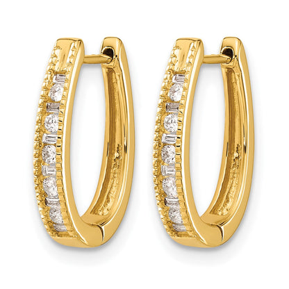 14K Gelbgold Ovale Klapp-Creolen Ohrringe mit echten Diamanten