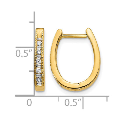 14K Gelbgold Ovale Klapp-Creolen Ohrringe mit echten Diamanten