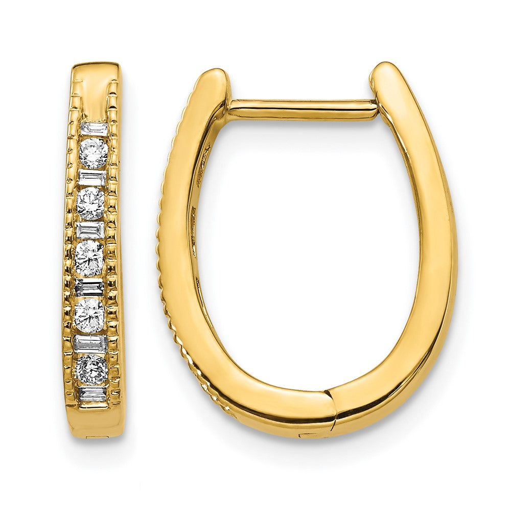 14K Gelbgold Ovale Klapp-Creolen Ohrringe mit echten Diamanten