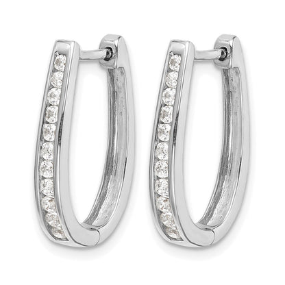 10K Weißgold Diamant Oval Klappbar Creolen