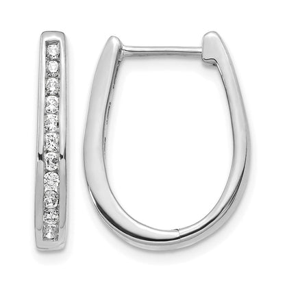 10K Weißgold Diamant Oval Klappbar Creolen