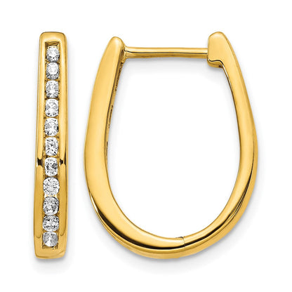 10K Gelbgold Diamant Oval Klappbar Creolen