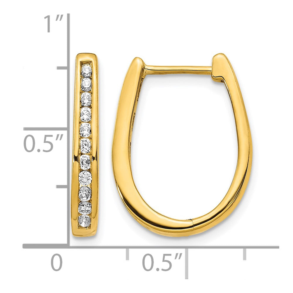 14K Gold Creolen mit ovalem Scharnier und echten Diamanten