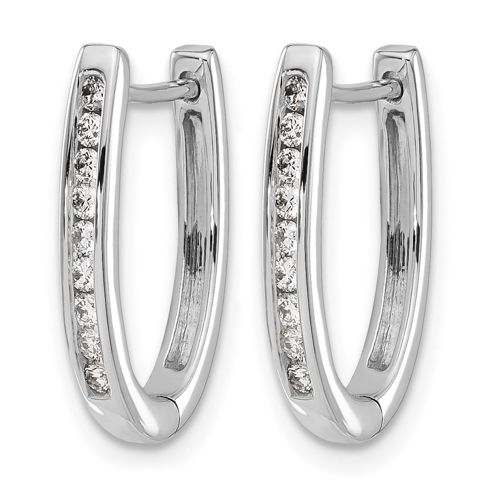 10K Weißgold Diamant Oval Klappbar Creolen