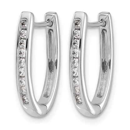 10K Weißgold Diamant Oval Klappbar Creolen